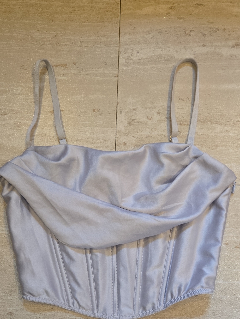 Victoria's Secret Silky Silvery Gray Drape Front Corset